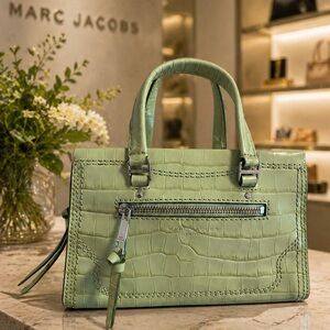 Marc Jacobs Mini Cruiser Leather Satchel - PEAR Color Croc Design NWT